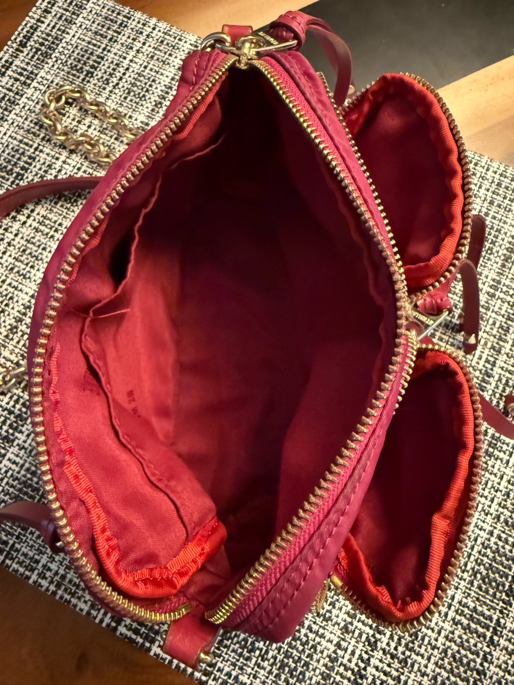 Mz Wallace NY Penny Bedford Crossbody Bag – Berry Wine Nylon w/ Gold Chain - Picture 13 of 13